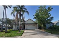 Charming single-story home featuring a well-manicured lawn and a two-car garage at 10024 Cedar Dune Dr, Tampa, FL 33624