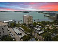 High-rise waterfront condo featuring panoramic ocean views from a multi-story building in a coastal community at 80 Rogers St # 2D, Clearwater, FL 33756