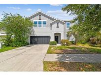 Charming two-story home featuring a well-manicured lawn and a two-car garage at 11541 Tangle Branch Ln, Gibsonton, FL 33534