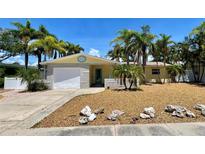Charming single-story home with tropical landscaping, a driveway, and a one-car garage at 3014 58Th S St, Gulfport, FL 33707