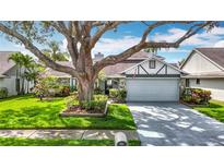 Charming single-story home with well-maintained landscaping, mature tree, and a two-car garage at 1906 White Cedar Way, Brandon, FL 33511