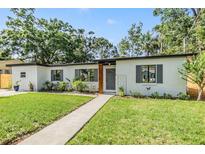 Charming single-story home featuring a lush front lawn and inviting walkway leading to the front door at 201 W Alva St, Tampa, FL 33603