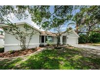 Charming single-story home with a well-manicured lawn and mature trees, offering great curb appeal at 2609 Sunnyside Cir, Palm Harbor, FL 34684