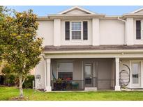 View of a covered patio with a hanging chair and outdoor furniture, perfect for relaxing outside at 4743 Somerset Hill Ln, Riverview, FL 33578