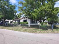 Charming single-story home with a chain-link fence and lush landscaping, offering a welcoming curb appeal at 9624 N 12Th St, Tampa, FL 33612