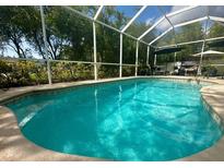 Inviting screened-in pool with clear blue water and lounge chairs, perfect for relaxation and outdoor enjoyment at 4745 Trout River Xing, Ellenton, FL 34222