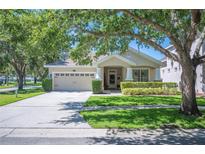 Charming single Gathering home with a well-maintained lawn and two car garage at 5102 Pheasant Woods Dr, Lutz, FL 33558