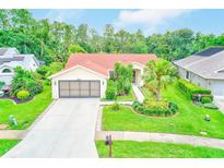 Well-maintained single Gathering home with a two car garage and mature landscaping at 6250 Fairskies Dr, New Port Richey, FL 34655