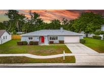 Charming one-story home with a well-manicured lawn and a bright red front door at 2914 Forest Cir, Seffner, FL 33584