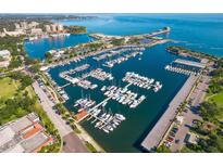 Aerial view of marina showcases numerous boats with ocean backdrop at 1137 Highland S St, St Petersburg, FL 33701