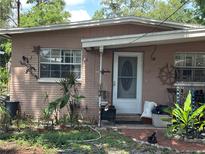 Charming single-story home with a quaint entryway and mature landscaping at 6817 S Wall St, Tampa, FL 33616