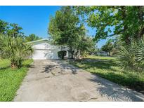 Charming single-story home with a two-car garage and a concrete driveway, partially shaded by trees at 801 Lamont Pl, Temple Terrace, FL 33617
