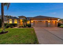 Stunning home featuring a manicured lawn and a spacious three-car garage, perfect for a growing Gathering at 31646 Baymont Loop, Wesley Chapel, FL 33543