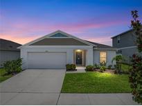 Charming single-Gathering home with a well-maintained lawn and a two-car garage at 13105 Fruitville Way, Riverview, FL 33579