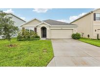 Charming single-story home with manicured lawn and inviting curb appeal on a sunny day at 15825 Mauvewood Ave, Odessa, FL 33556