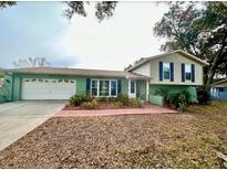 Charming home showcasing an attached garage, a well-manicured front yard, and inviting curb appeal at 2014 Nancy Ave, Lutz, FL 33548