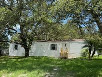Charming home with white siding and green lawn, shaded by mature trees at 9053 Bourbon St, New Port Richey, FL 34654