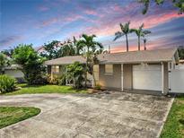 Charming single-story home with well-maintained lawn, mature palms, and a spacious driveway at 11460 Park Blvd, Seminole, FL 33772