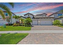 Charming single-Gathering home showcasing a well-manicured lawn, mature landscaping and a three-car garage at 12607 Pensacola Ct, Riverview, FL 33579
