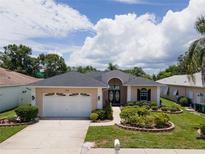 Charming single-story home featuring a well-maintained lawn and inviting curb appeal at 1716 Bermuda Ct, Safety Harbor, FL 34695