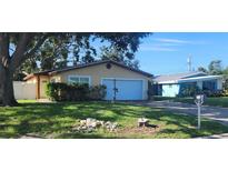 Charming single-story home with mature trees and a well-maintained lawn at 10502 Orange Blossom Ln, Seminole, FL 33772