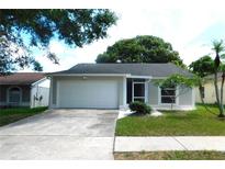 Charming single-story home featuring an attached garage, well-manicured lawn, and inviting curb appeal at 2114 Intervista Ln, Valrico, FL 33594