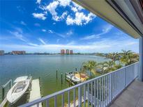 Beautiful waterfront view from the balcony with private boat dock at 17715 Wall Cir, Redington Shores, FL 33708