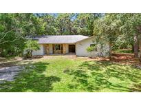 Charming single-story home with stone accents and a well-maintained lawn surrounded by mature trees at 950 Waverly St, Oldsmar, FL 34677