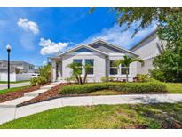 Charming single-story home with well-manicured landscaping, stone walkway, and inviting curb appeal at 13027 Pennybrook Dr, Riverview, FL 33579