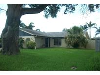 Charming single-story home featuring a well-manicured lawn and mature trees in a quiet neighborhood at 13627 San Rafael Dr, Largo, FL 33774