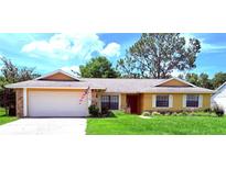 Charming single-story home with a well-manicured lawn and attached two-car garage at 4306 Woodside Manor Dr, Tampa, FL 33624