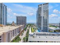 Stunning city view featuring high-rise buildings and a glimpse of the ocean, showcasing urban living at its finest at 175 2Nd St S # P-2, St Petersburg, FL 33701