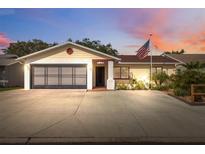 Charming single-story home with a two-car garage and well-manicured landscaping at 11422 Brown Bear Ln, Port Richey, FL 34668