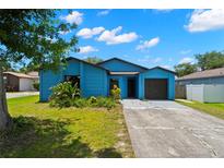 Charming blue single Gathering home with a well-kept lawn and driveway at 1421 Vinetree Dr, Brandon, FL 33510