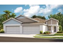 Charming single-story home featuring a three-car garage and beautifully textured white stucco exterior at 12389 Oak Hill Way, Parrish, FL 34219