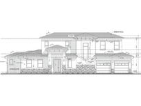 Detailed elevation rendering showing a two-story home with stucco and stone accents at 250 Larocca Ct, Palm Harbor, FL 34683