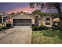 Charming single-story home with a well-manicured lawn, screened garage, and lovely curb appeal at 371 Quane Ave, Spring Hill, FL 34609