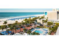 Aerial view of resort with beach, pool, and oceanfront location at 5500 Gulf Blvd # 5227, St Pete Beach, FL 33706