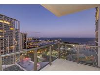 Evening balcony view overlooking the city, marina and water at 301 1St Street South # 2304, St Petersburg, FL 33701