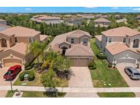 Aerial view of a house and neighborhood; desirable community at 31275 Spruceberry Ct, Wesley Chapel, FL 33543