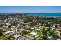 Aerial view of a single-Gathering home with a large backyard, located in a residential neighborhood at 3931 38Th S Way, St Petersburg, FL 33711
