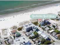 Beachcomber Beach House aerial view, near the beach at 18 Heilwood St, Clearwater Beach, FL 33767