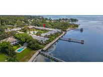 Aerial view of waterfront property with dock at 650 Pinellas Point S Dr # 218, St Petersburg, FL 33705