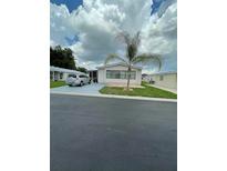 Well-maintained single-story home featuring a driveway, green lawn, and a decorative palm tree at 3124 Pond Hollow St # 183, Wesley Chapel, FL 33543