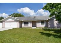 Ranch style home with a two car garage and well maintained lawn at 6336 Wooden St, New Port Richey, FL 34653