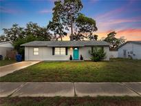 Charming single story house with teal door at 3124 Lecanto St, Holiday, FL 34691