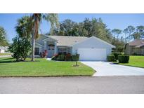 Single-story home with a two-car garage and manicured lawn at 3126 Double Eagle Ct, Spring Hill, FL 34606