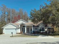 Single-story home with attached garage and large front yard at 1249 Mazarion Pl, Trinity, FL 34655