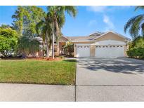 Beautiful home with a three-car garage and lush landscaping at 5211 Karlsburg Pl, Palm Harbor, FL 34685