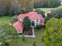 Luxury home with red tile roof, situated on a golf course community at 3042 Wentworth Way, Tarpon Springs, FL 34688